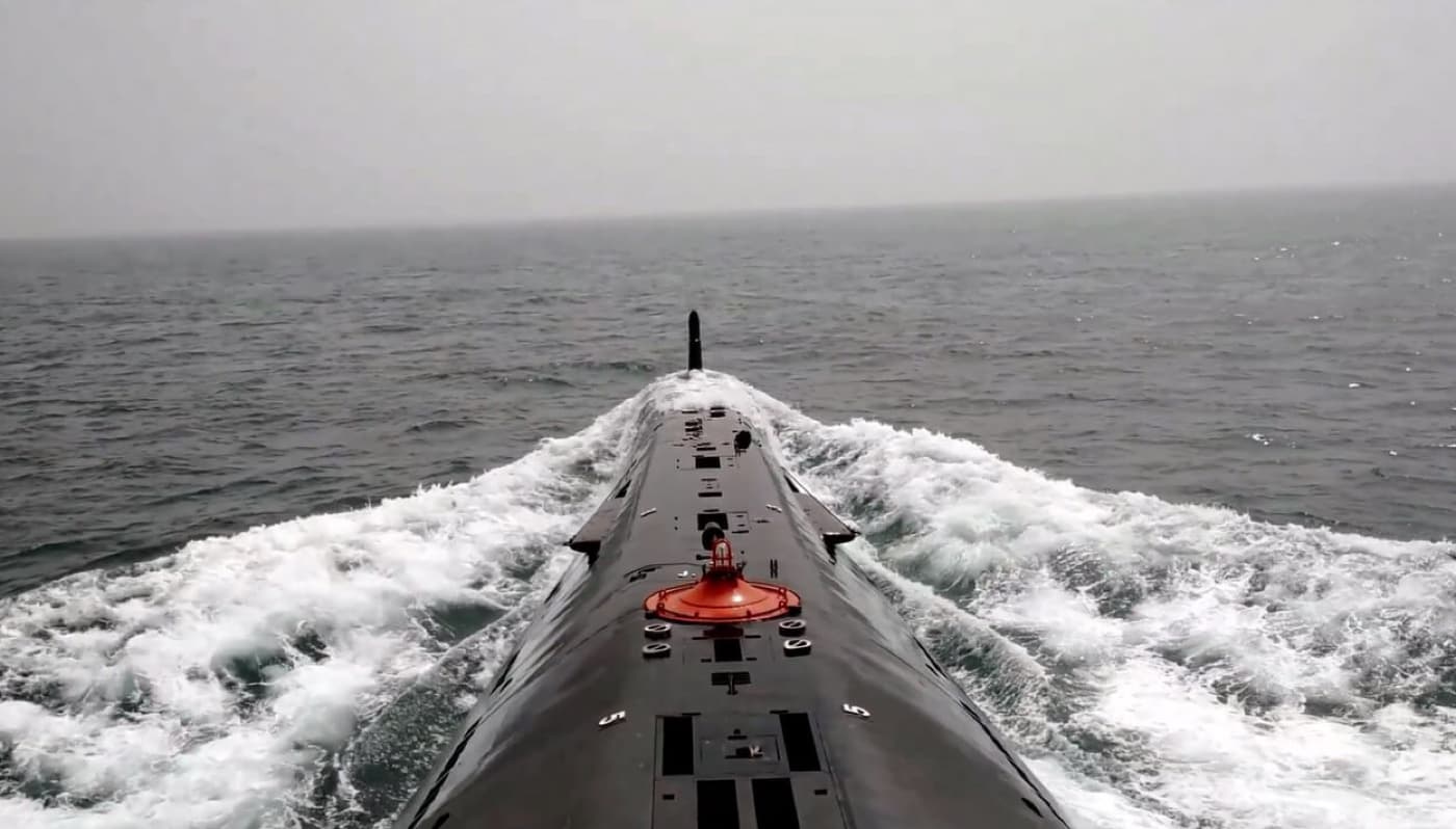 Submarine underway at sea