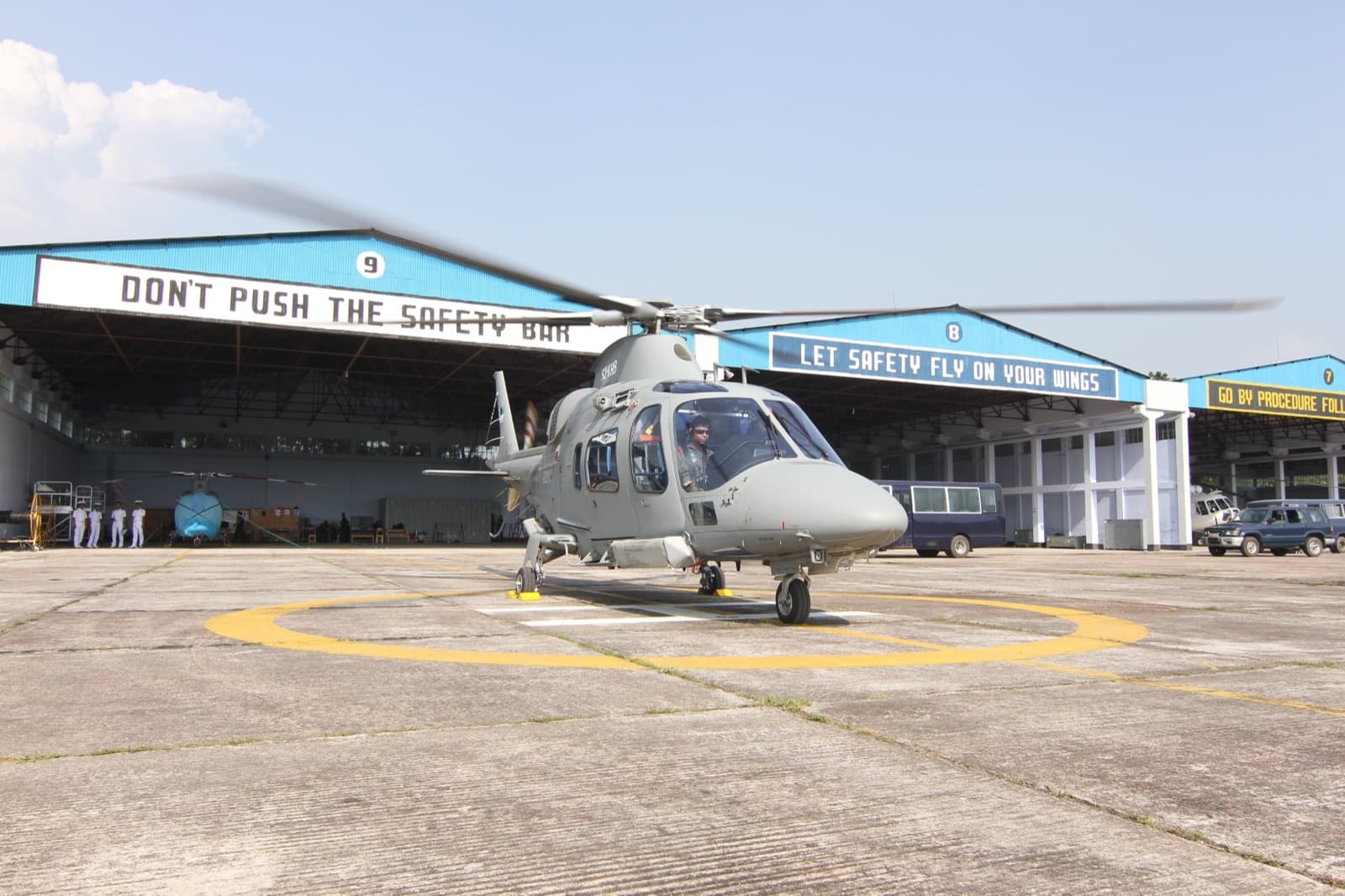 Bangladesh Navy helicopter on the helipad