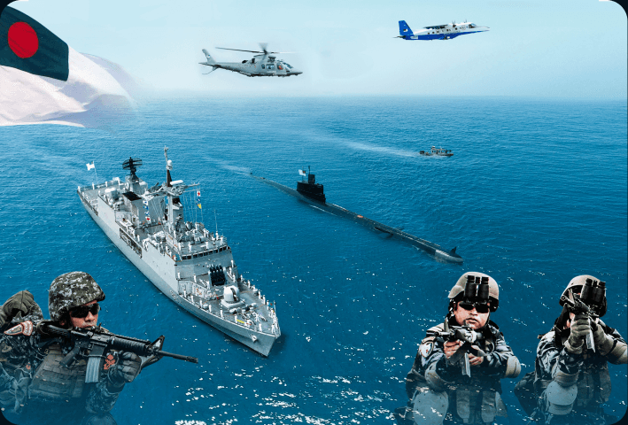 Bangladesh Navy ships, submarine, aircraft and personnel